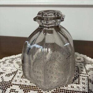 Antique heavy clear glass hexagonal decanter